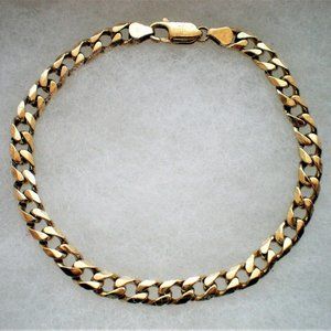 Designer UNISEX 9K 9CT 375 Yellow Gold Cuban Curb Link Chain Bracelet 8.75" 14g